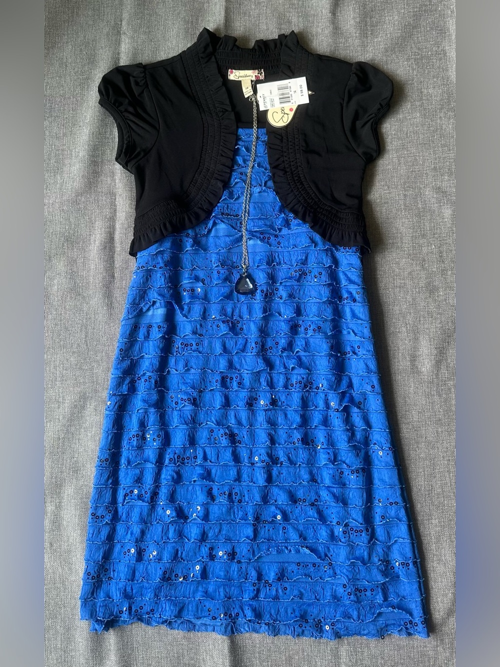 New Girl’s Speechless Ruffle Sequin Dress & Necklace